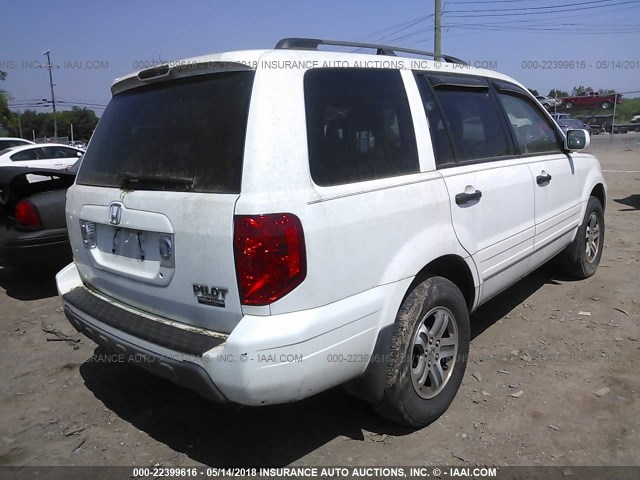 5FNYF18525B034571 - 2005 HONDA PILOT EXL WHITE photo 4