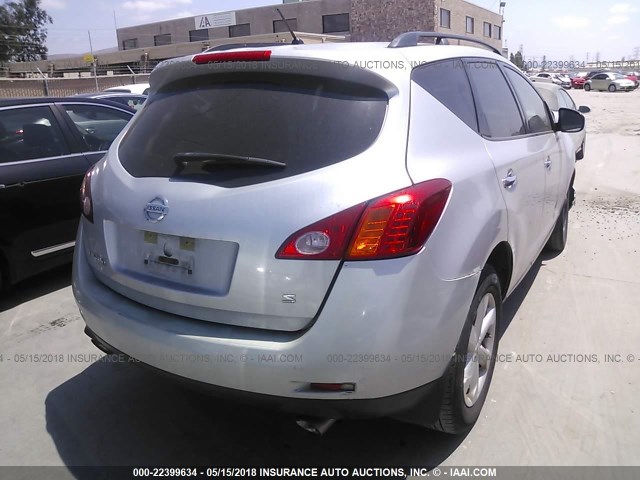 JN8AZ18U49W028129 - 2009 NISSAN MURANO S/SL SILVER photo 4