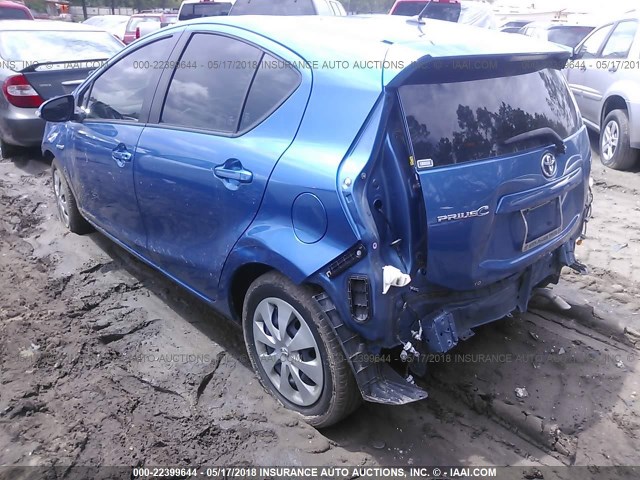 JTDKDTB31E1062045 - 2014 TOYOTA PRIUS C BLUE photo 3