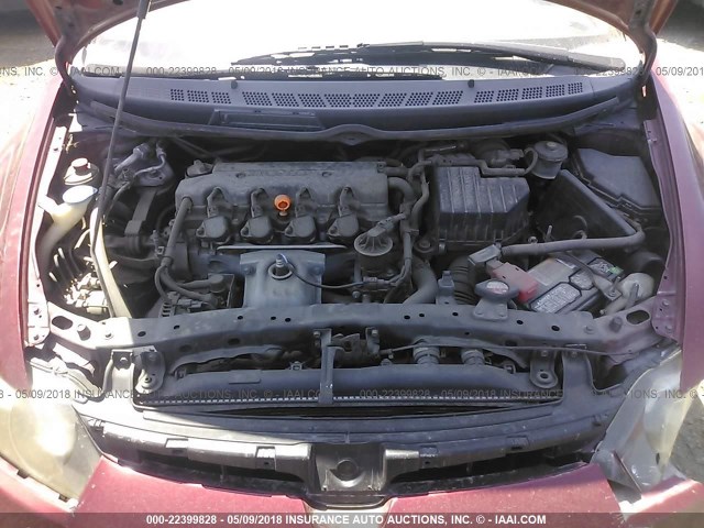 1HGFA16556L100409 - 2006 HONDA CIVIC LX BURGUNDY photo 10