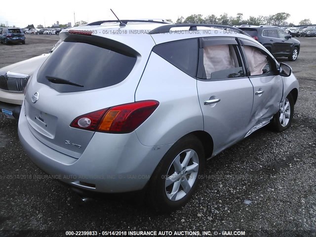 JN8AZ18W29W113102 - 2009 NISSAN MURANO S/SL/LE SILVER photo 4