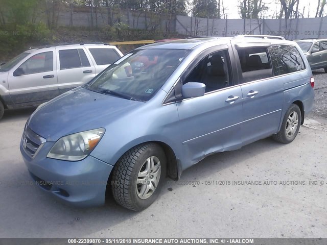 5FNRL38767B106420 - 2007 HONDA ODYSSEY EXL Light Blue photo 2