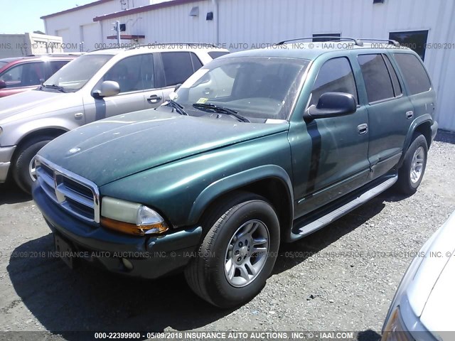 1D4HR48N43F510954 - 2003 DODGE DURANGO SLT GREEN photo 2