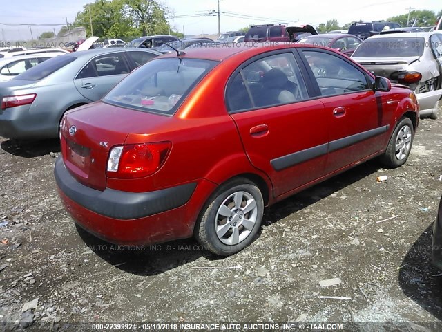 KNADE123476228992 - 2007 KIA RIO LX/SX RED photo 4