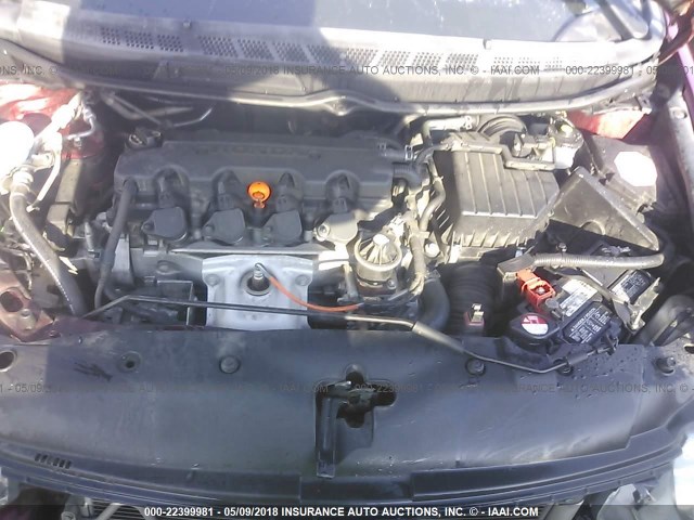 1HGFA16999L021185 - 2009 HONDA CIVIC EXL RED photo 10