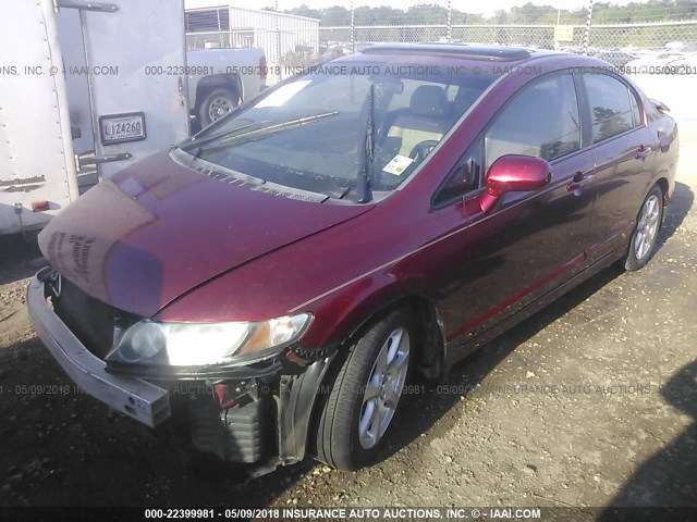 1HGFA16999L021185 - 2009 HONDA CIVIC EXL RED photo 2