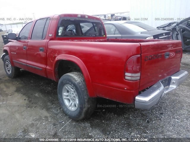 1B7GG2AN11S104521 - 2001 DODGE DAKOTA QUAD RED photo 3