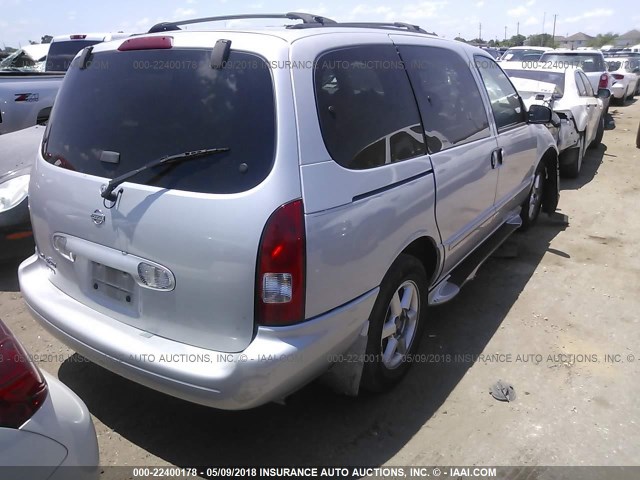 4N2ZN17T82D808362 - 2002 NISSAN QUEST GLE SILVER photo 4