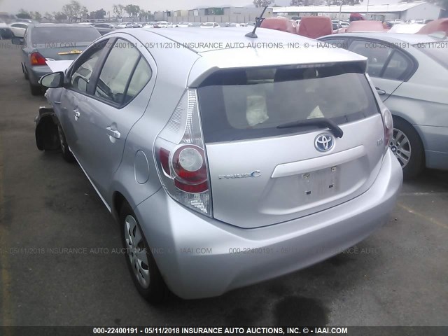 JTDKDTB3XC1025296 - 2012 TOYOTA PRIUS C SILVER photo 3