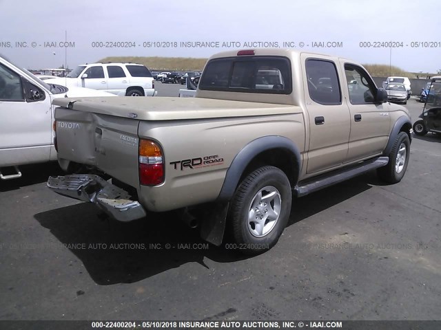 5TEGN92N74Z325991 - 2004 TOYOTA TACOMA DOUBLE CAB PRERUNNER GOLD photo 4