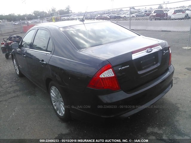 3FADP0L35AR347253 - 2010 FORD FUSION HYBRID BLACK photo 3