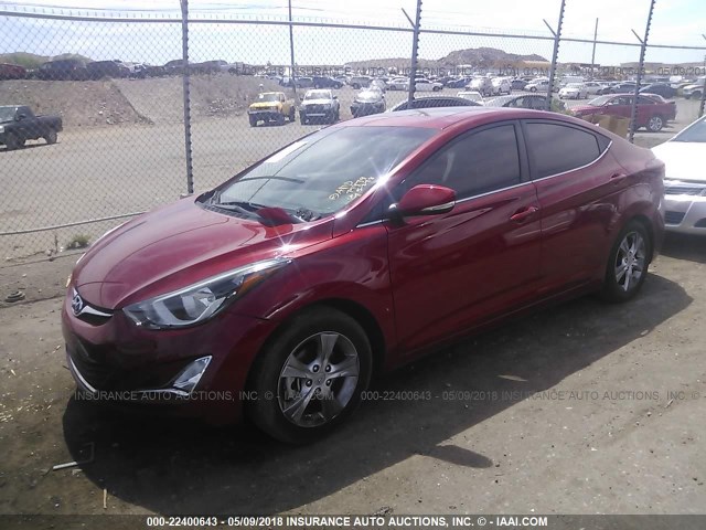 KMHDH4AE7GU622847 - 2016 HYUNDAI ELANTRA SE/SPORT/LIMITED RED photo 2