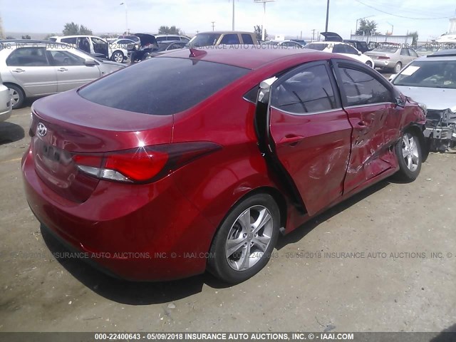 KMHDH4AE7GU622847 - 2016 HYUNDAI ELANTRA SE/SPORT/LIMITED RED photo 4