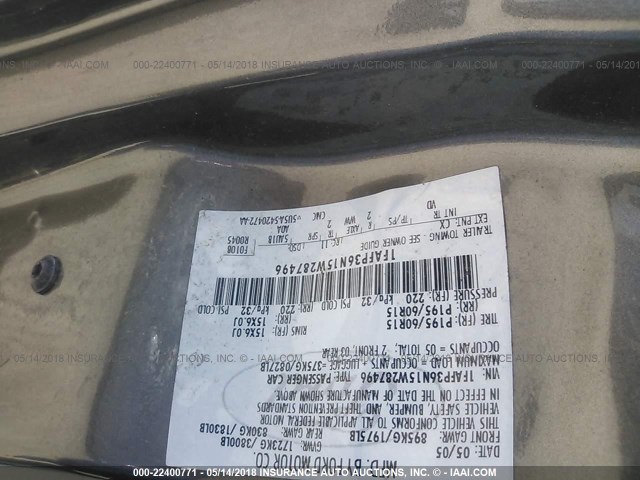 1FAFP36N15W287496 - 2005 FORD FOCUS ZXW GRAY photo 9