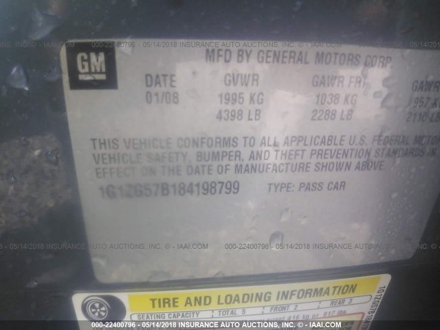 1G1ZG57B184198799 - 2008 CHEVROLET MALIBU LS 灰色 照片 9