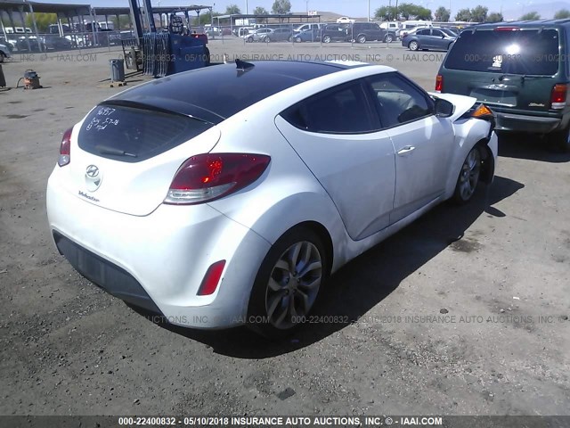 KMHTC6AD3DU123665 - 2013 HYUNDAI VELOSTER WHITE photo 4