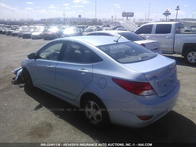 KMHCT4AE6EU616612 - 2014 HYUNDAI ACCENT GLS/GS BLUE photo 3