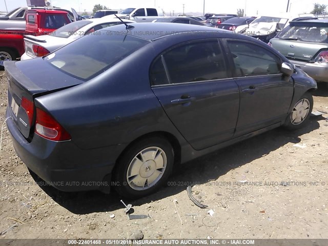 JHMFA36278S024764 - 2008 HONDA CIVIC HYBRID BLUE photo 4