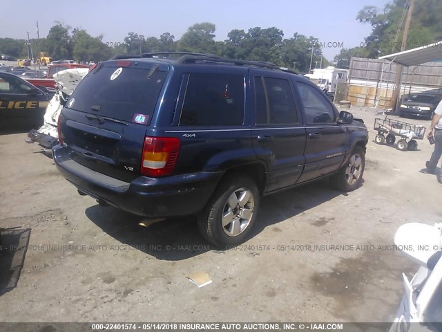 1J4GW58N6YC104197 - 2000 JEEP GRAND CHEROKEE LIMITED BLUE photo 4