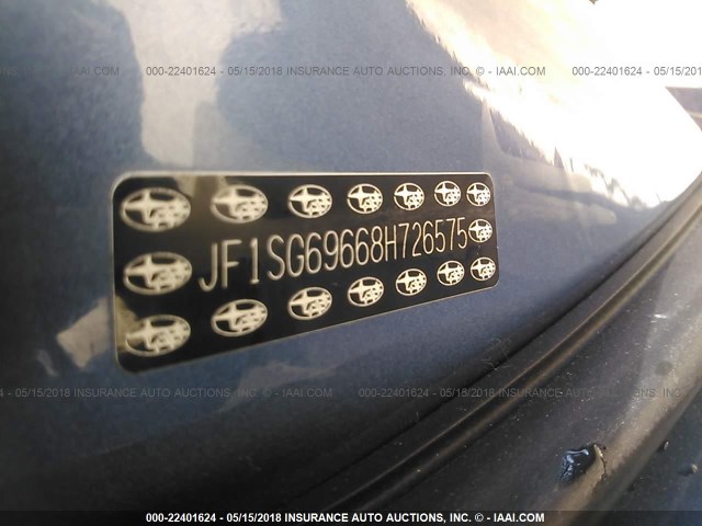 JF1SG69668H726575 - 2008 SUBARU FORESTER 2.5XT LIMITED BLUE photo 9