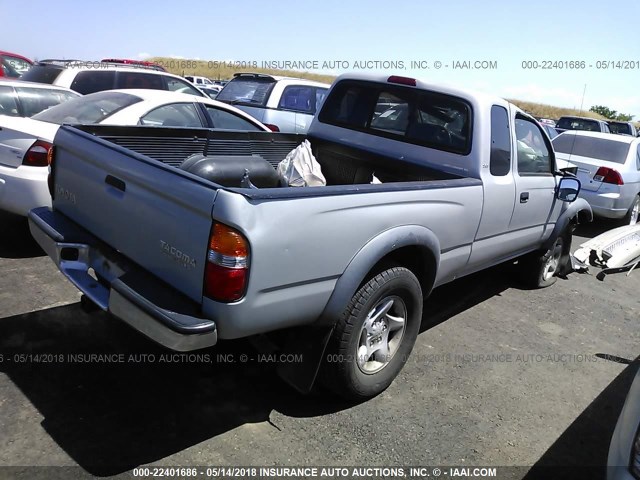 5TESN92N74Z344521 - 2004 TOYOTA TACOMA XTRACAB PRERUNNER SILVER photo 4