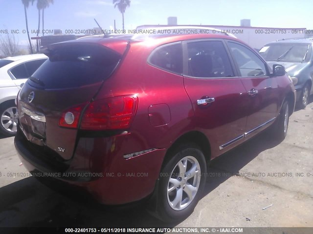 JN8AS5MT0BW186921 - 2011 NISSAN ROGUE S/SV/KROM MAROON photo 4