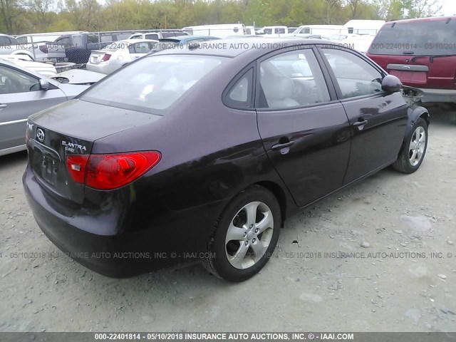 KMHDU46D68U513163 - 2008 HYUNDAI ELANTRA GLS/SE/LIMITED PURPLE photo 4