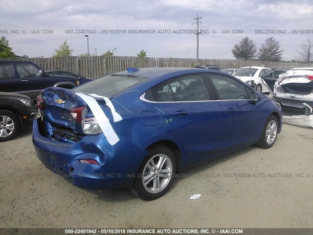 1G1BE5SM8G7230807 - 2016 CHEVROLET CRUZE LT BLUE photo 4