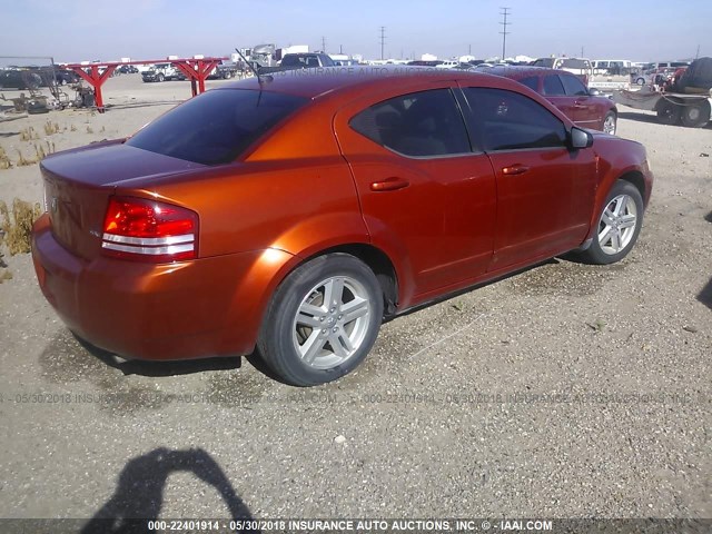 1B3LC56K88N172092 - 2008 DODGE AVENGER SXT ORANGE photo 4