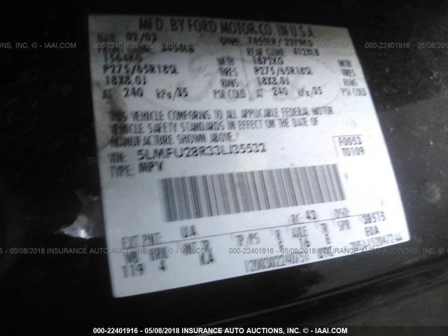 5LMFU28R33LJ35532 - 2003 LINCOLN NAVIGATOR BLACK photo 9