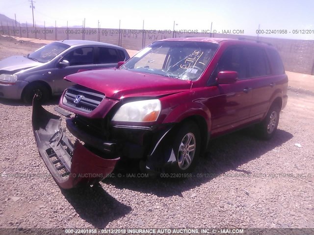 2HKYF18463H581400 - 2003 HONDA PILOT EX RED photo 2