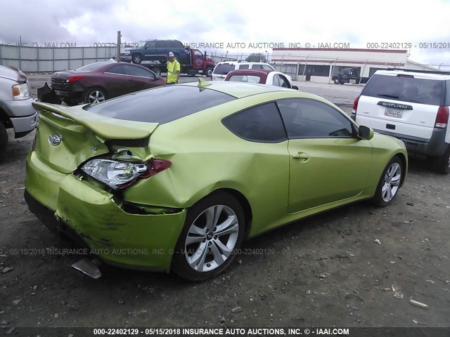 KMHHT6KD5AU041971 - 2010 HYUNDAI GENESIS COUPE 2.0T GREEN photo 4