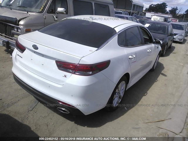 5XXGT4L37JG188356 - 2018 KIA OPTIMA LX/S WHITE photo 4