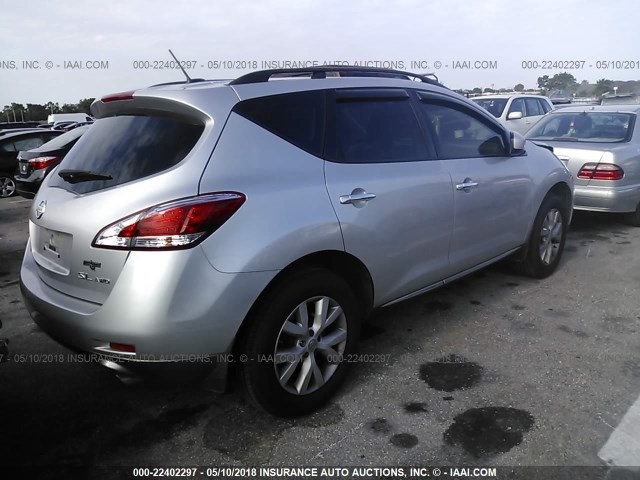 JN8AZ1MW4DW303529 - 2013 NISSAN MURANO S/SL/LE SILVER photo 4