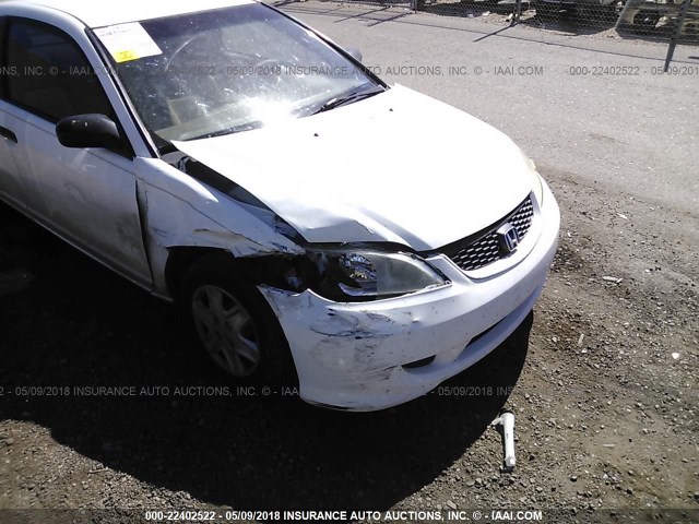 1HGEM22164L039807 - 2004 HONDA CIVIC DX VP WHITE photo 6