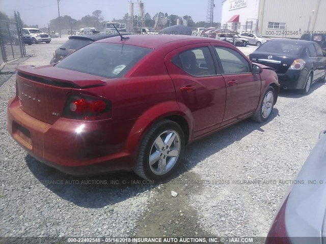 1C3CDZEG9CN329688 - 2012 DODGE AVENGER SXT RED photo 4