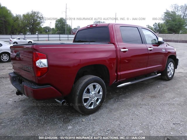 5TFAW5F12JX678189 - 2018 TOYOTA TUNDRA CREWMAX 1794/PLATINUM 红色 照片 4