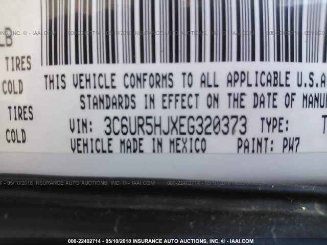 3C6UR5HJXEG320373 - 2014 RAM 2500 ST WHITE photo 9