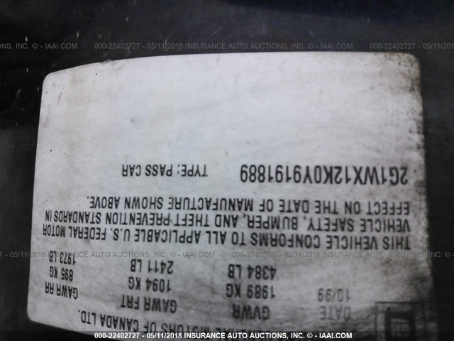 2G1WX12K0Y9191889 - 2000 CHEVROLET MONTE CARLO SS 蓝色 照片 8