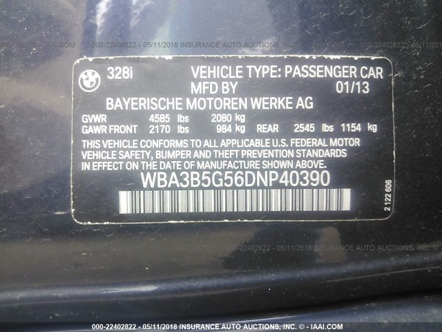 WBA3B5G56DNP40390 - 2013 BMW 328 XI SULEV BLUE photo 9