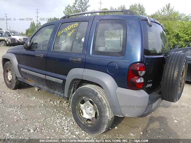 1J4GK48K05W621548 - 2005 JEEP LIBERTY SPORT BLUE photo 3