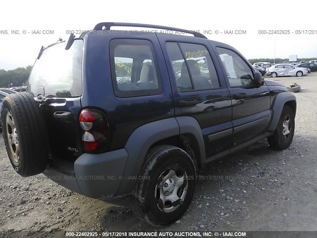 1J4GK48K05W621548 - 2005 JEEP LIBERTY SPORT BLUE photo 4