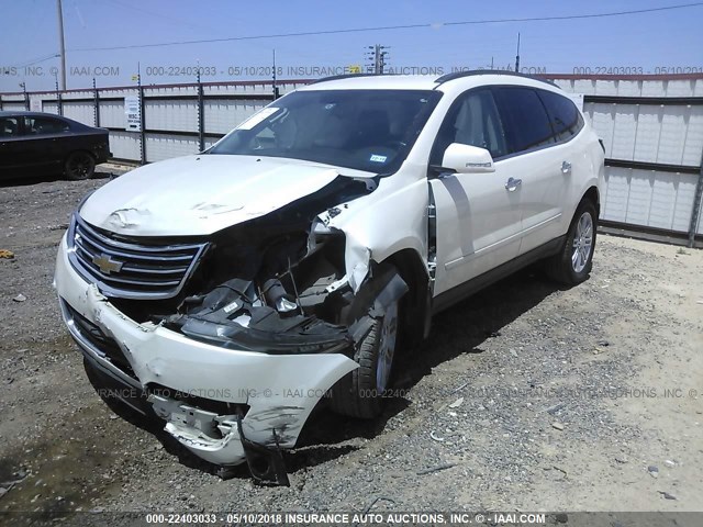 1GNKRGKDXFJ259905 - 2015 CHEVROLET TRAVERSE LT WHITE photo 2