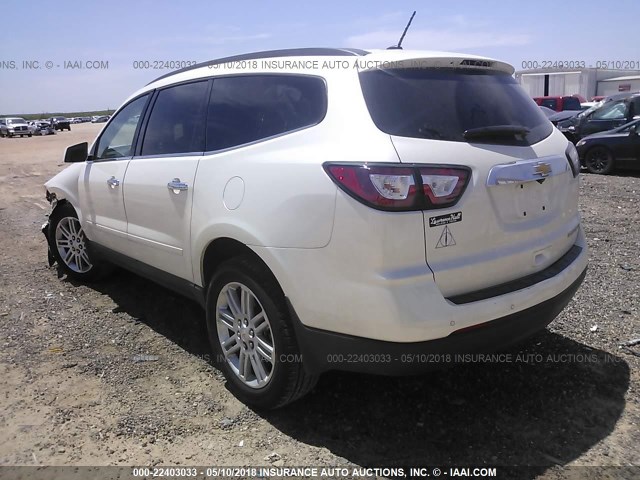 1GNKRGKDXFJ259905 - 2015 CHEVROLET TRAVERSE LT WHITE photo 3