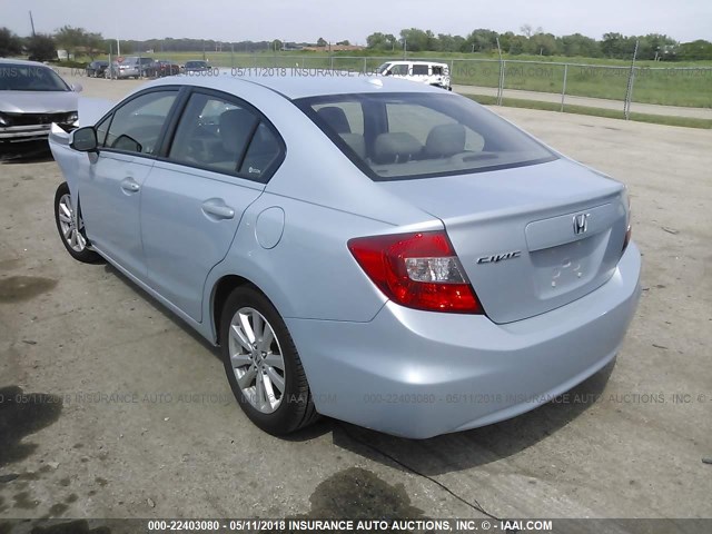 19XFB2F91CE040654 - 2012 HONDA CIVIC EXL Açıq mavi foto 3
