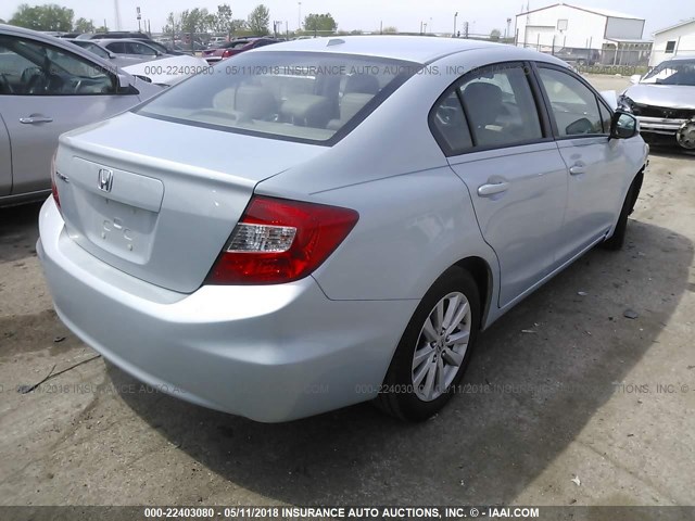 19XFB2F91CE040654 - 2012 HONDA CIVIC EXL Açıq mavi foto 4