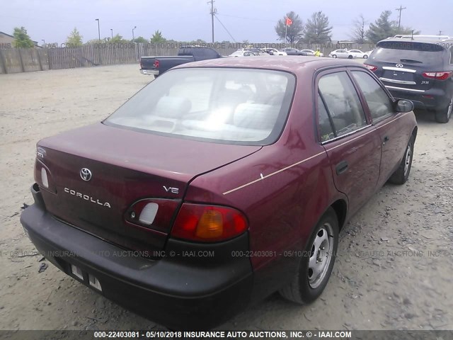 2T1BR12E2XC189392 - 1999 TOYOTA COROLLA VE/CE/LE RED photo 4