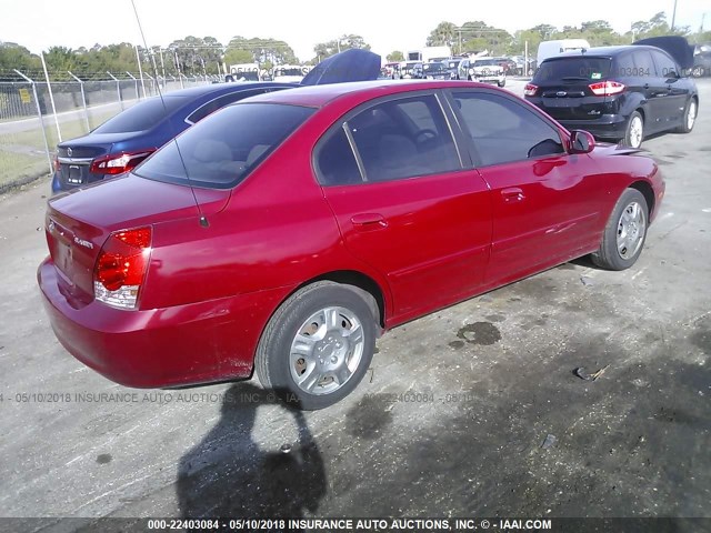 KMHDN46D15U974487 - 2005 HYUNDAI ELANTRA GLS/GT RED photo 4