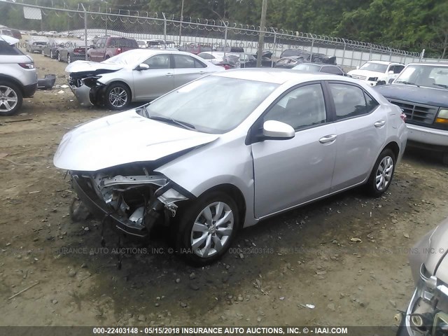 2T1BURHE6EC195066 - 2014 TOYOTA COROLLA L/LE/LE PLS/PRM/S/S PLS SILVER photo 2