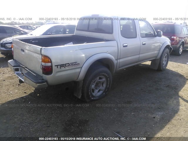 5TEGN92N12Z094115 - 2002 TOYOTA TACOMA DOUBLE CAB PRERUNNER SILVER photo 4
